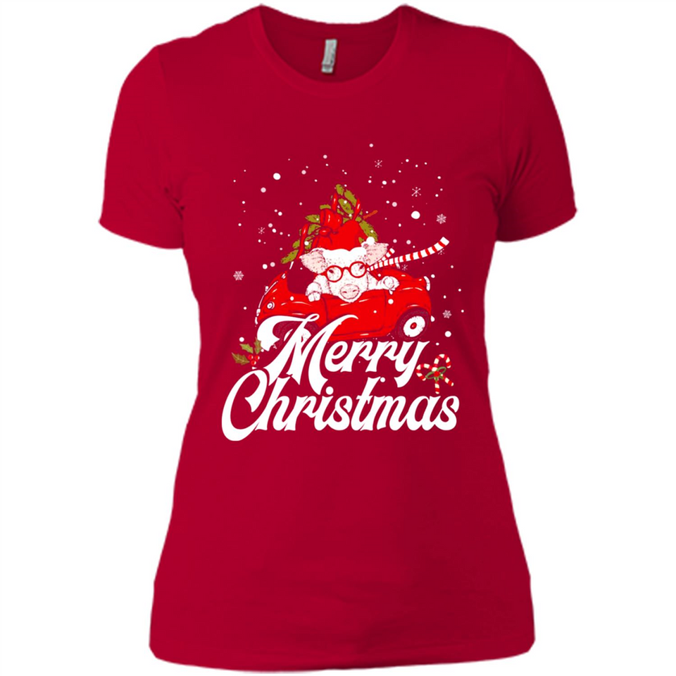 Merry Christmas Pig s - Ladies' Boyfriend T-Shirt