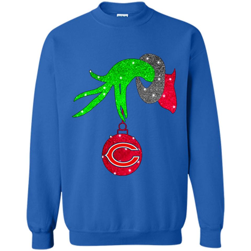 GRINCH HAND HOLDING CHICAGO BEARS GLITTER CHRISTMAS PINGPONG