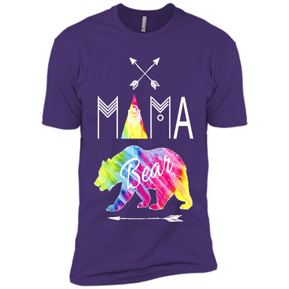 Mama Bear Shirt Tie Dye Family Vacation & Camping Tee - Premium Short Sleeve T-Shirt
