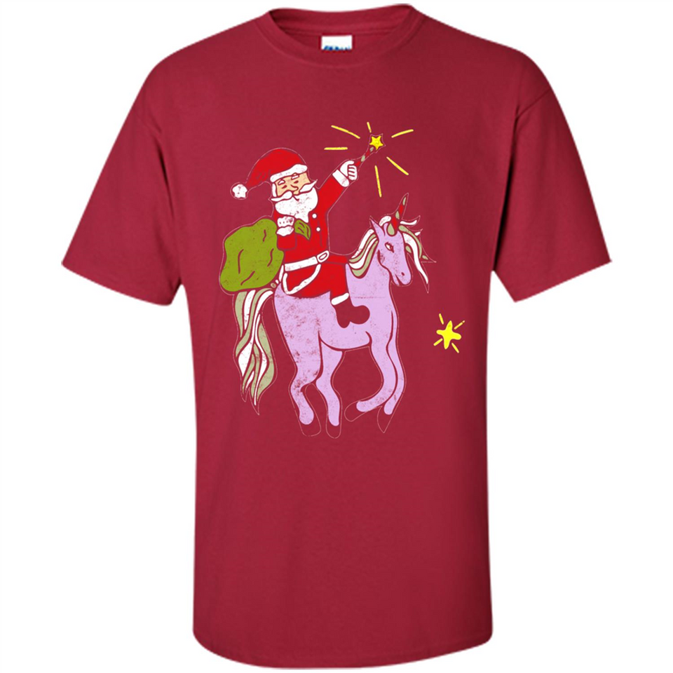 Distressed Retro Santa Riding Unicorn - Shirt