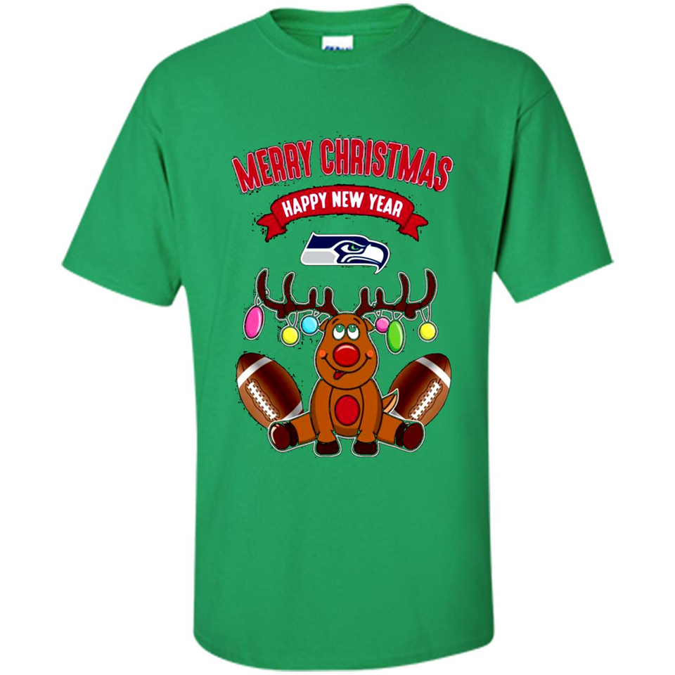 Seattle Seahawks NFL Reindeer Funny Merry Christmas And Happy New Year