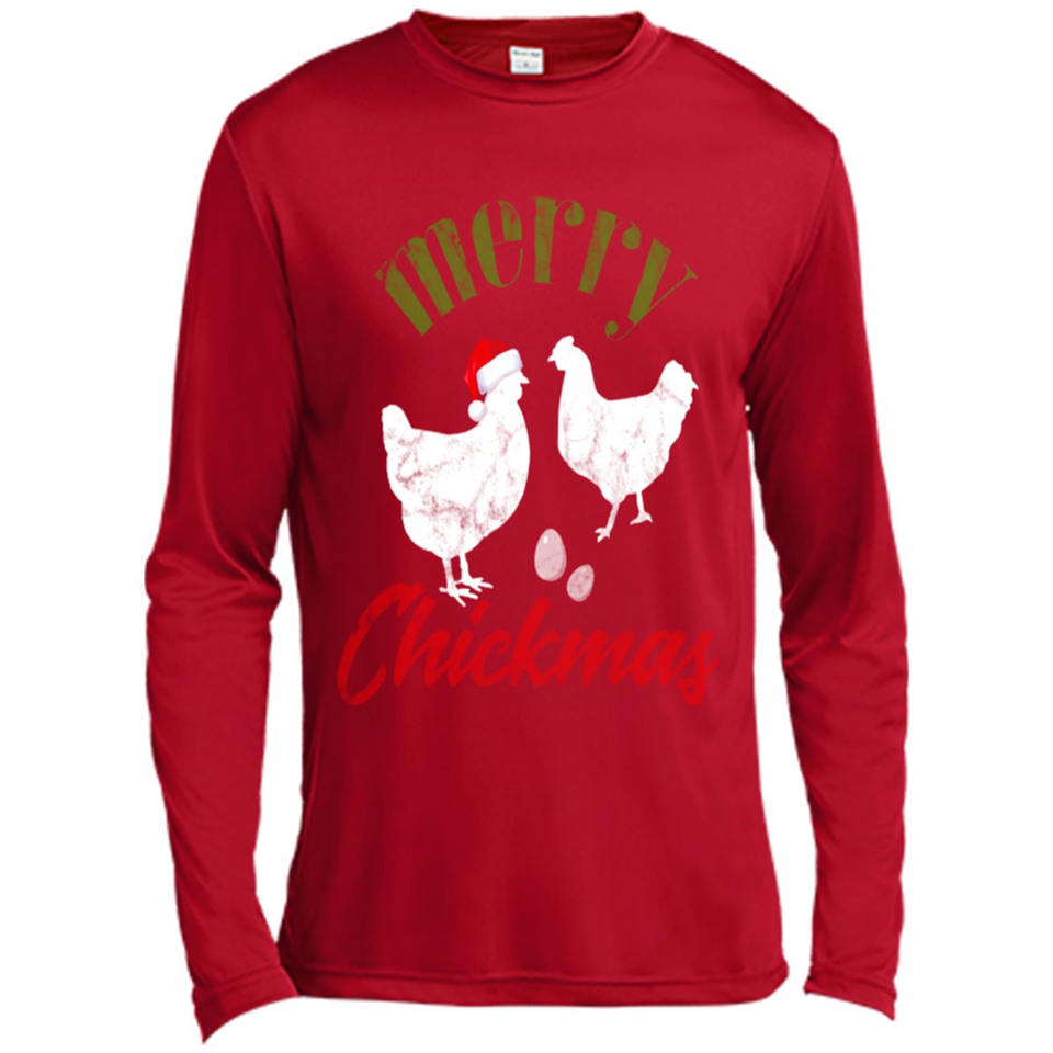Christmas Chicken Shirt Santa Hens Lover Funny Farmer Gift - Canvas Long Sleeve T-Shirt