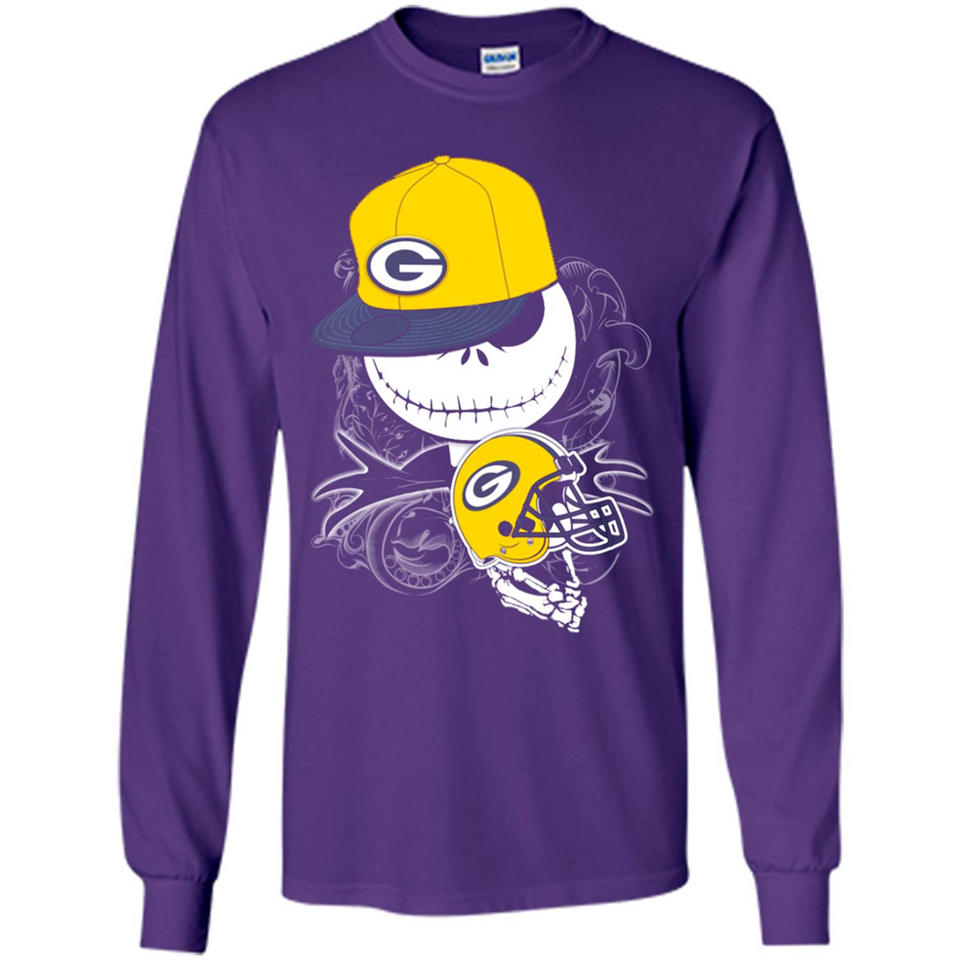 Jack Skellington The Nightmare Before Christmas-Packers Football - Long Sleeve T-Shirt