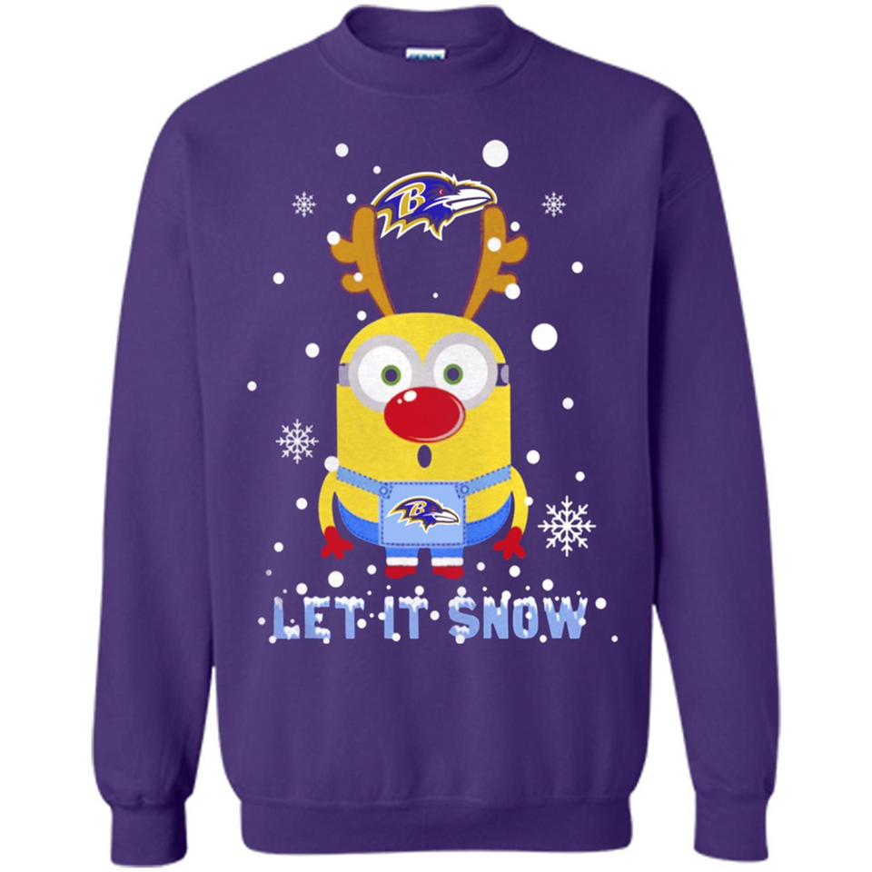 Minion Baltimore Ravens Ugly Christmas Sweater Let it Snow - Sweatshirt