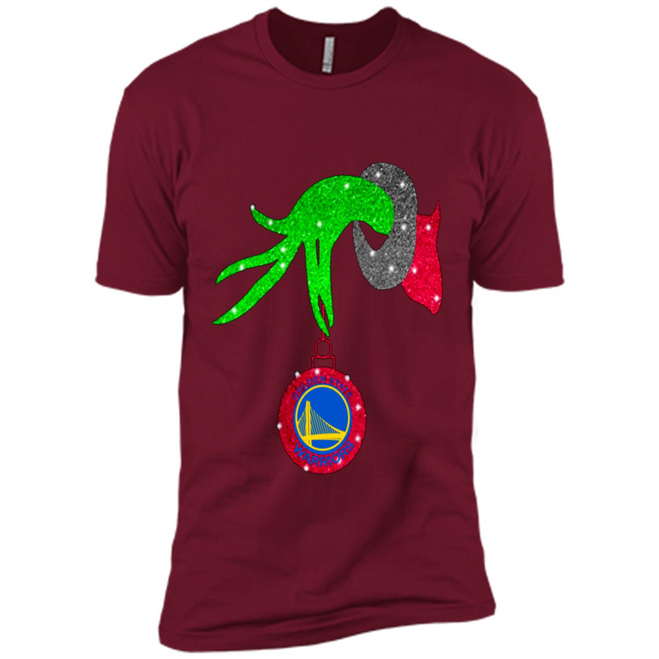 GRINCH HAND HOLDING GOLDEN STATE WARRIORS GLITTER CHRISTMAS PINGPONG