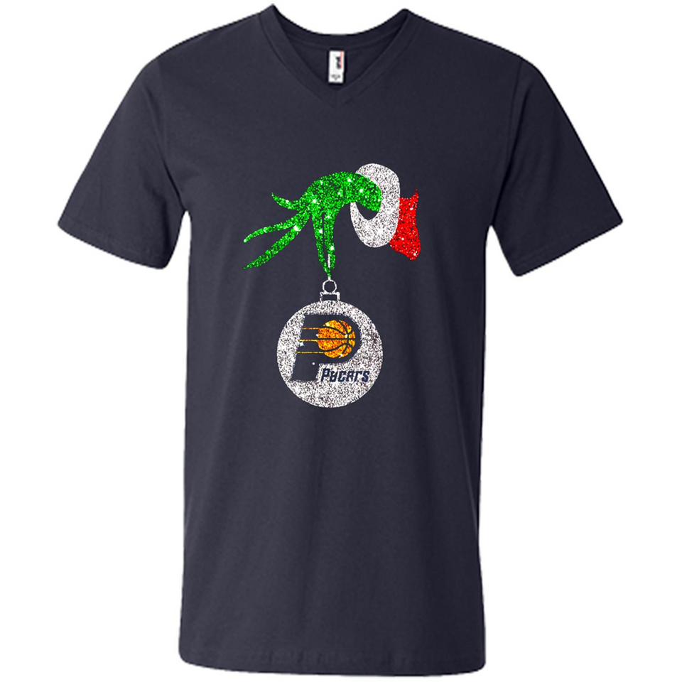 Amazing tee Indiana Pacers Glitter Grinch Monogram Ornament Christmas Gift - Men's V-Neck
