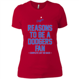 Reasons to be a Los Angeles Dodgers Fan Complete List on Back - Ladies' Boyfriend T-Shirt