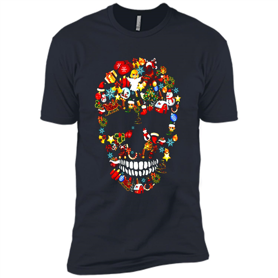 Skull Christmas Decorations Merry Xmas T-Shirt - Premium Short Sleeve T-Shirt
