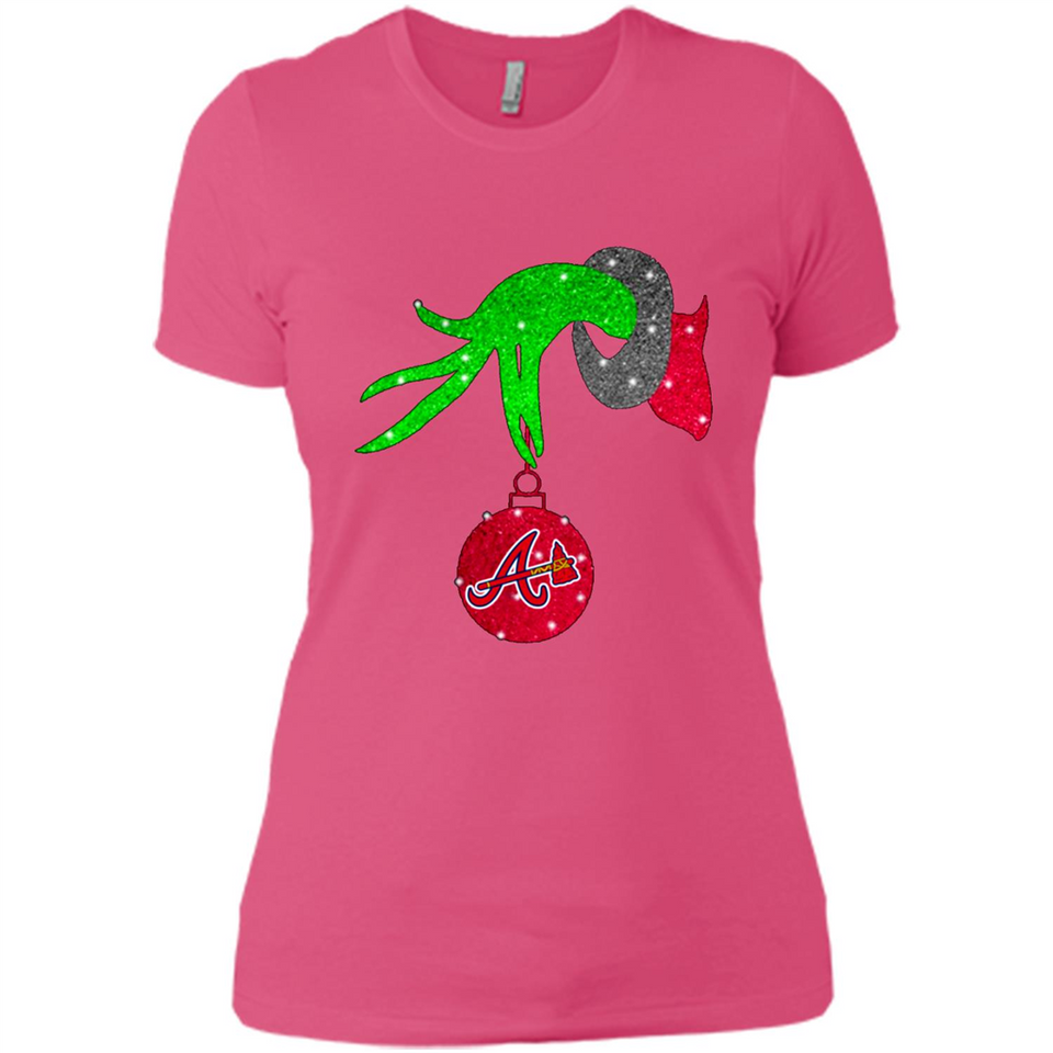 GRINCH HAND HOLDING ATLANTA BRAVES GLITTER CHRISTMAS PINGPONG