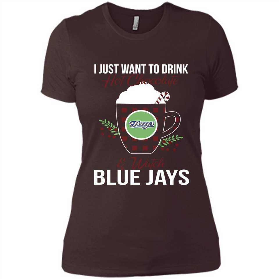 I Just Want To Drink Hot Chocolate & Watch Toronto Blue Jays Ugly Christmas Sweater PINGPONG
