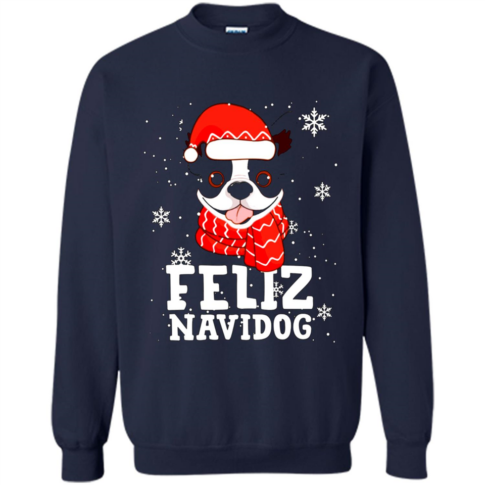 Feliz Navidog Boston Terrier Dog Ugly Xmas Sweater PING PONG
