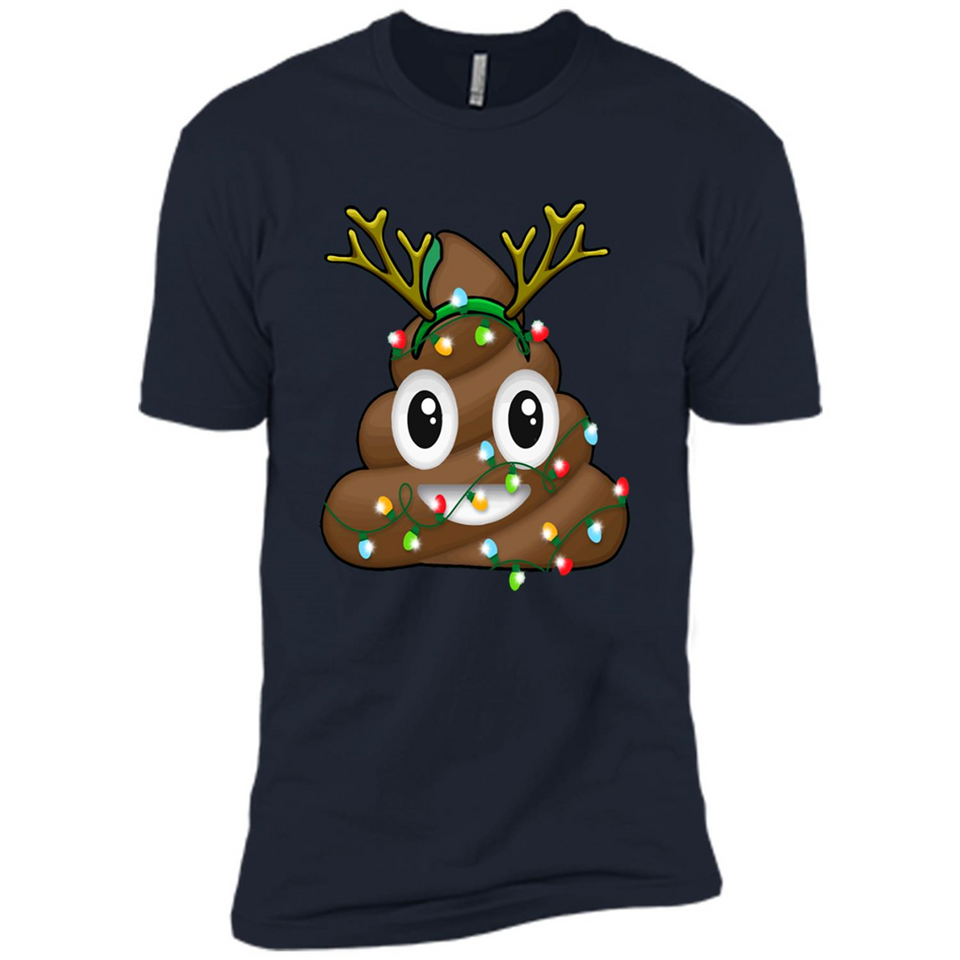 Reindeer Poop Emoji Cute Merry Christmas T-Shirt - Premium Short Sleeve T-Shirt