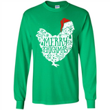 Chicken Christmas T Shirt Merry Chickmas Santa Claus Gifts - Long Sleeve T-Shirt