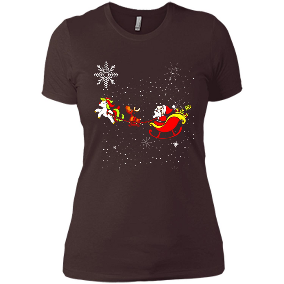Christmas Unicorn Rudolph and Santa - Ladies' Boyfriend T-Shirt