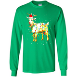 Christmas Lights Goat Wearing Santa Hat T-Shirt - Long Sleeve T-Shirt