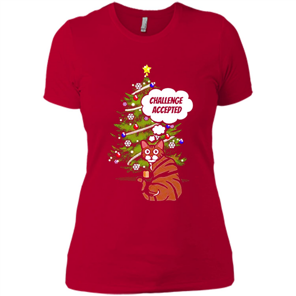 Christmas Tree Cat Long Sleeve Christmas Shirt for Cat Lover - Ladies' Boyfriend T-Shirt