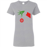 Funny Grinch Hand holding Firefighter ornament Christmas Sporty T-Shirt - Ladies Short-Sleeve