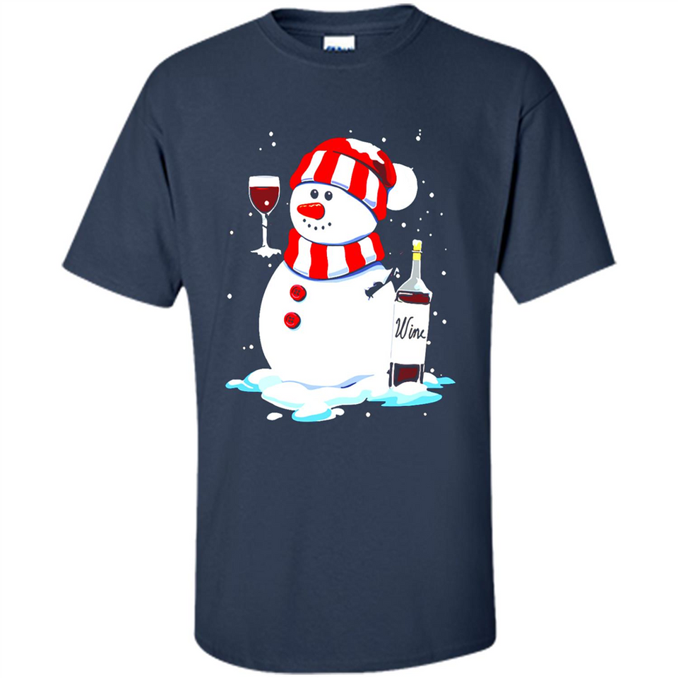Cute Snowman drink Red Wine Christmas T-Shirt - Shirt