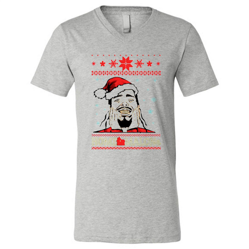Home Malone Christmas Sweater PINGPONG - Canvas Unisex V-Neck