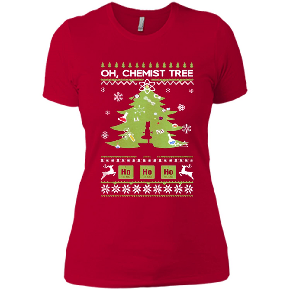 Oh Chemist Tree Ugly Christmas Sweater - Ladies' Boyfriend T-Shirt