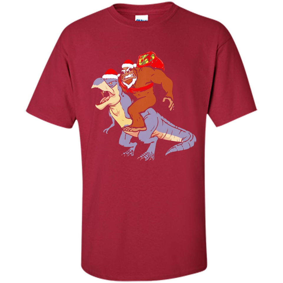 Bigfoot Riding Dinosaurus T-Shirt Funny Bigfoot Santa - Shirt