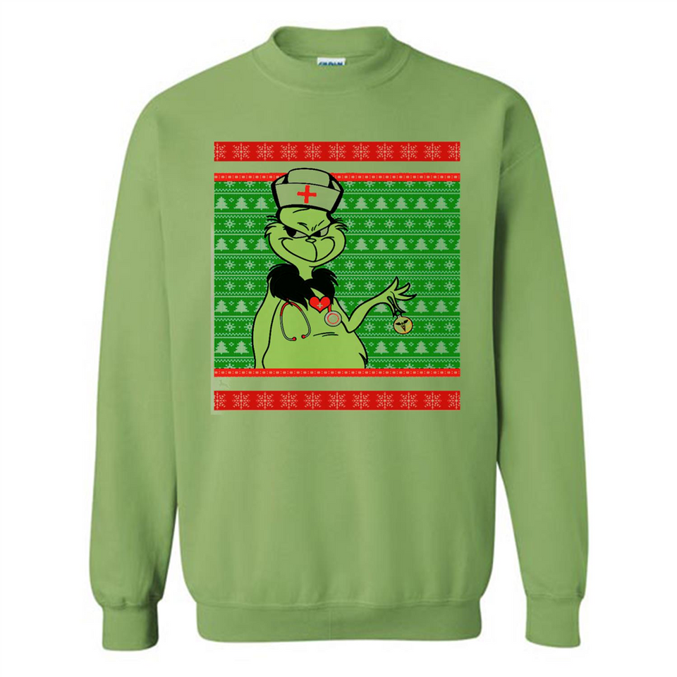 Grinch Nurse Ugly Christmas Sporty T-Shirt PINGPONG - Sweatshirt