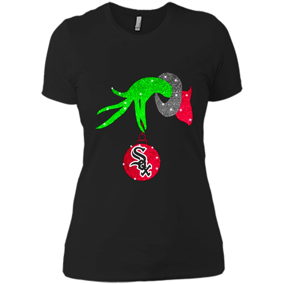 GRINCH HAND HOLDING CHICAGO WHITE SOX GLITTER CHRISTMAS PINGPONG