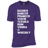 Dasher Dancer Prancer Vixen Tequila Rum Vodka Whiskey Reindeer Christmas T-Shirt - Premium Short Sleeve T-Shirt