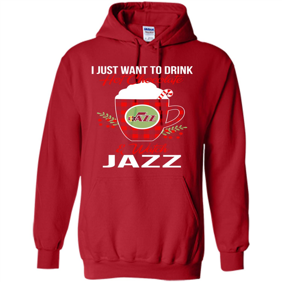 I Just Want To Drink Hot Chocolate & Watch Utah Jazz Ugly Christmas Sweater PINGPONG
