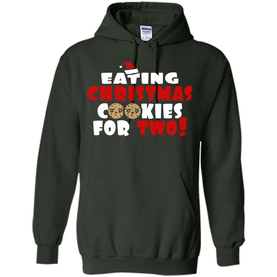 Womens Funny Eating Christmas Cookies For Two Pregnancy - Hoodie