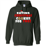 Womens Funny Eating Christmas Cookies For Two Pregnancy - Hoodie