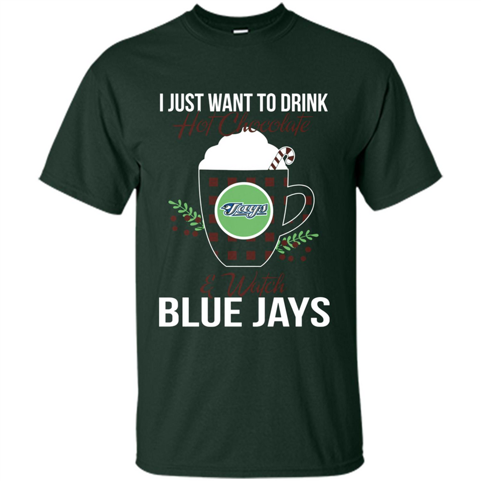 I Just Want To Drink Hot Chocolate & Watch Toronto Blue Jays Ugly Christmas Sweater PINGPONG