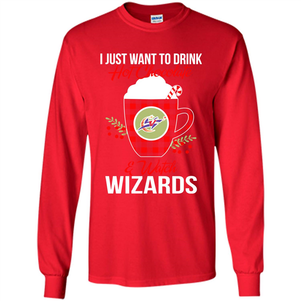 I Just Want To Drink Hot Chocolate & Watch Washington Wizards Ugly Christmas Sweater PINGPONG