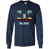 Christmas In July Shirt Surfing Palm Trees Surfboard - Long Sleeve T-Shirt