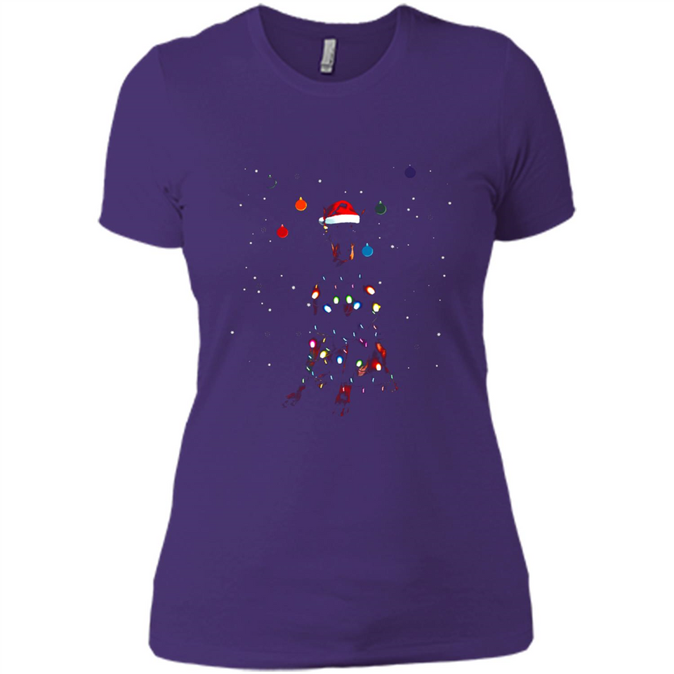 Doberman Santa Lights Christmas Dog Xmas Sweatshirt - Ladies' Boyfriend T-Shirt