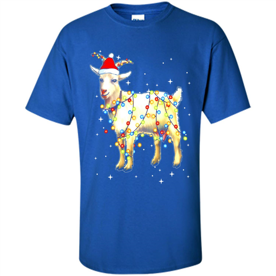 Christmas Lights Goat Wearing Santa Hat Funny Xmas - Shirt
