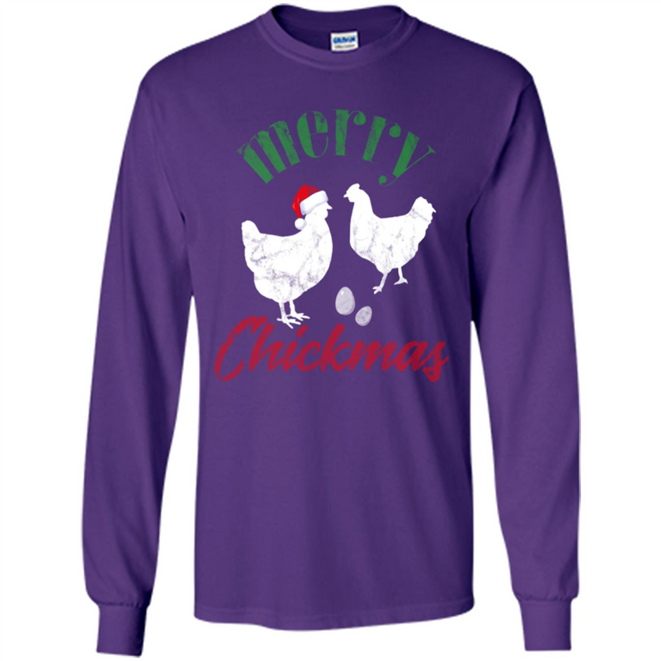 Christmas Chicken Shirt Santa Hens Lover Funny Farmer Gift - Long Sleeve T-Shirt