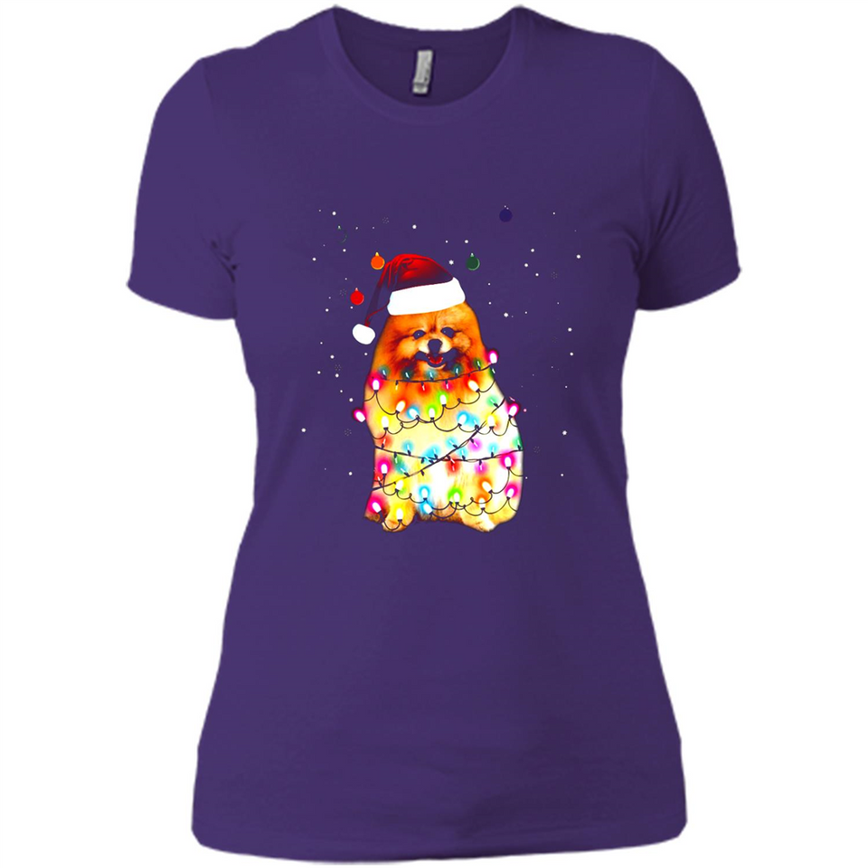 Pomeranian Santa Lights Christmas Dog Xmas Sweatshirt - Ladies' Boyfriend T-Shirt