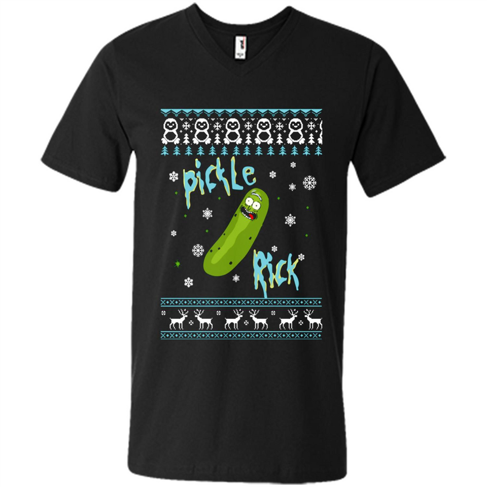 Rick and Morty Pickle Rick Ugly Christmas Sweater - Men's V-Neck