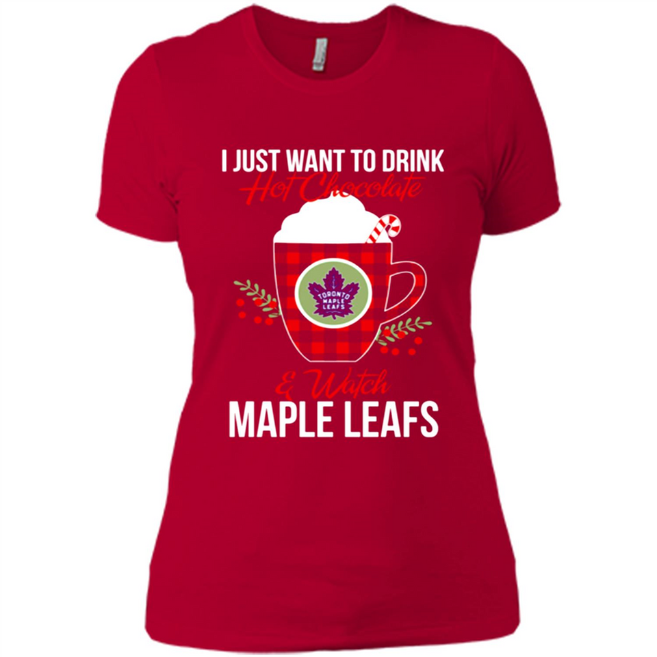 I Just Want To Drink Hot Chocolate & Watch Toronto Maple Leafs Ugly Christmas Sweater PINGPONG