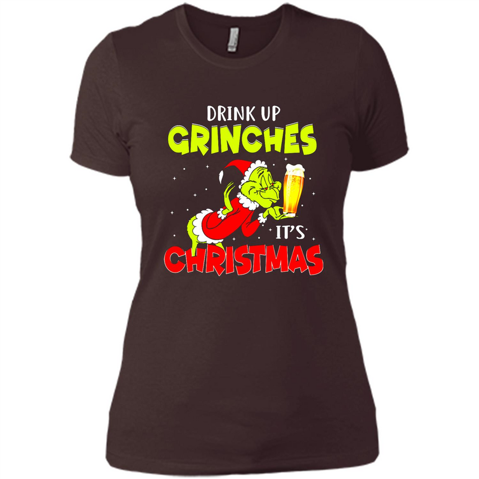 Drink Up Grinches it_s Christmas - Merry Xmas Sweatshirt - Ladies' Boyfriend T-Shirt
