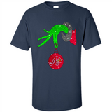 GRINCH HAND HOLDING ATLANTA BRAVES GLITTER CHRISTMAS PINGPONG