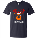 Prancer Reindeer Santa Claus Funny Xmas Holiday T-Shirt - Men's V-Neck