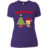 Meow merry christmas- cat and pine merry christmas - Ladies' Boyfriend T-Shirt