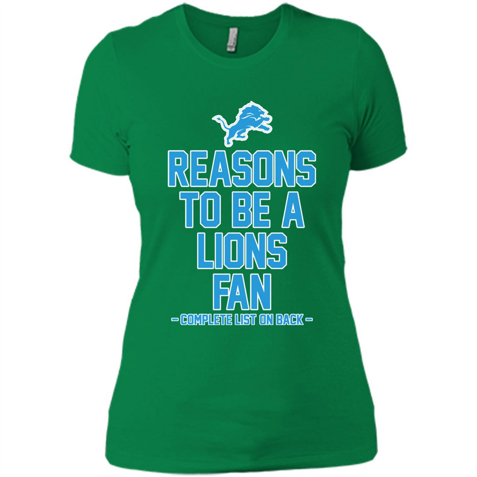 Reasons to be a Detroit Lions Fan Complete List on Back - Ladies' Boyfriend T-Shirt