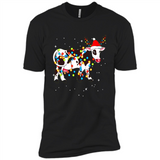 Christmas Lights Cow Wearing Santa Hat Funny Xmas Sweatshirt - Premium Short Sleeve T-Shirt