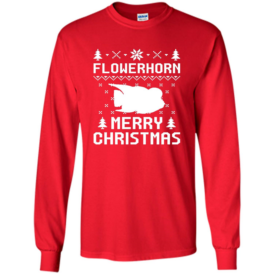 Flowerhorn Christmas T-shirt, Ugly Christmas Sweater - Long Sleeve T-Shirt