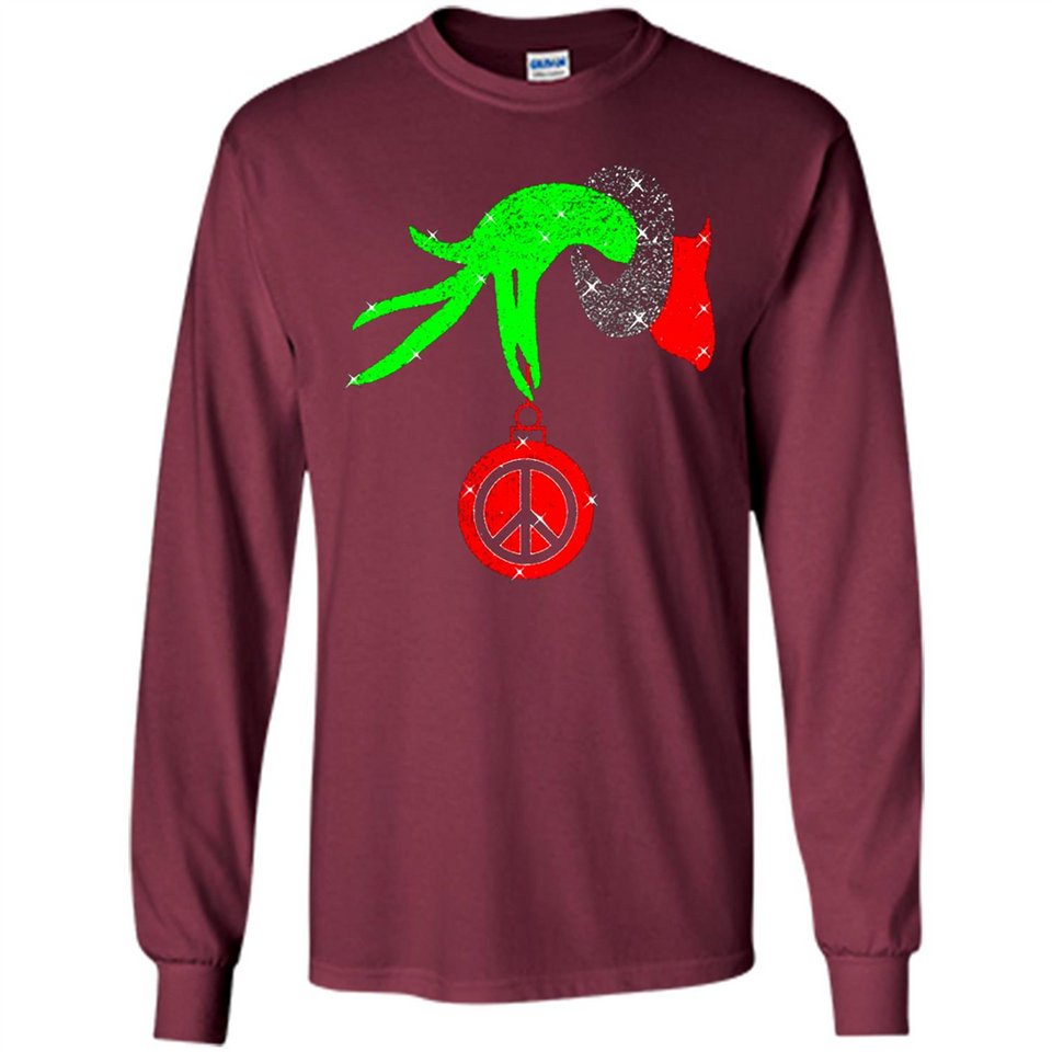 Christmas The Grinch Hand Holding Hippie Ornament - Long Sleeve T-Shirt