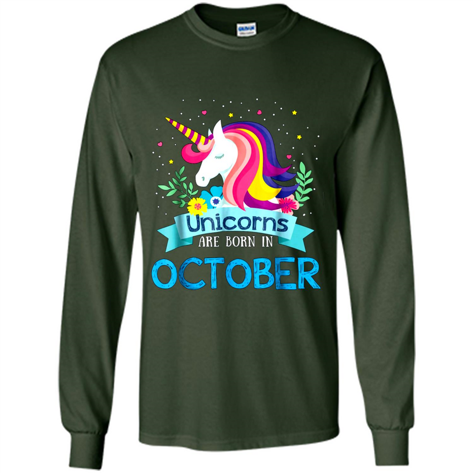 Unicorns are born in October Birthday Rainbow Gift Ladies Custom