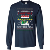 Merry Christmas Shitter Full Christmas Tree Snowman Sweater PINGPONG - Long Sleeve T-Shirt